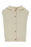 Gucci Stretch Wool Blend Sleeveless Hooded Vest In Gray