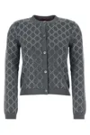 Gucci Gg Embellished Wool Jacquard Cardigan In Grey