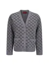 Gucci Embroidered Wool Cardigan In Grey