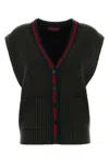 Gucci Wool Vest With Front Pockets And Ribbed Texture In Multi