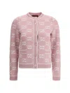Gucci Pink Gg Bouclé Jacquard Wool Cardigan In Pink