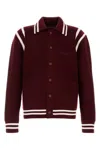 Gucci Wool Cardigan With Front Pockets And Ribbed Texture In Red