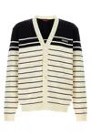 Gucci Embroidered Stripes Cotton Cardigan In Stripped