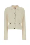 Gucci Textured Knit Cardigan With Collar And Sleeves In Neutral
