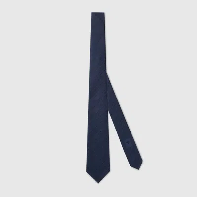 Gucci Interlocking G Silk Jacquard Tie In Blue
