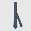 Gucci Horsebit Silk Jacquard Tie In Blue
