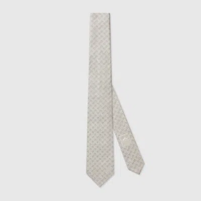 Gucci Horsebit Silk Jacquard Tie In Neutral