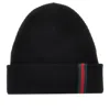 Gucci L Beanie Hat With Web Detail In Black