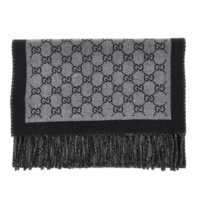 Gucci L Scarf With Interlocking Gg Motif In Gray