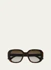 Gucci La Piscine Plastic Square Sunglasses In Havana