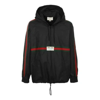 Gucci Label Coated Cotton Trench Coat For Men Black
