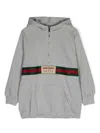 Gucci Branded Long-sleeved Stretch-cotton Polo Shirt 4-12 Years In Grey