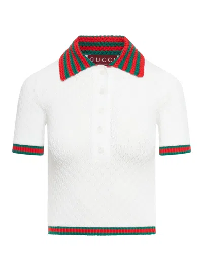 GUCCI LACE AND COTTON POLO SHIRT