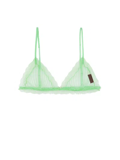 Gucci Lace Detailed Triangle Bralette In Green