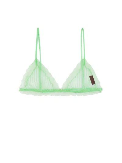 Gucci Lace Detailed Triangle Bralette In Green