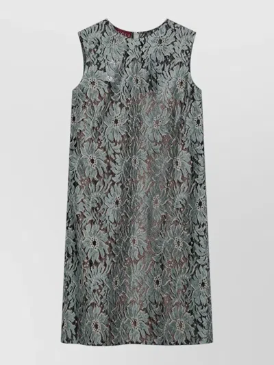 Gucci Lace Dress Floral Pattern Sleeveless Knee Length In Multi