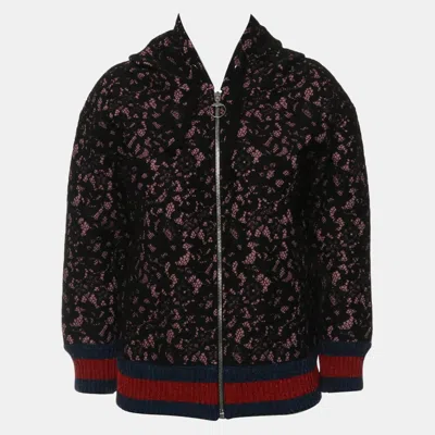 Pre-owned Gucci Lace Hooded Zip-up Jacket In Black