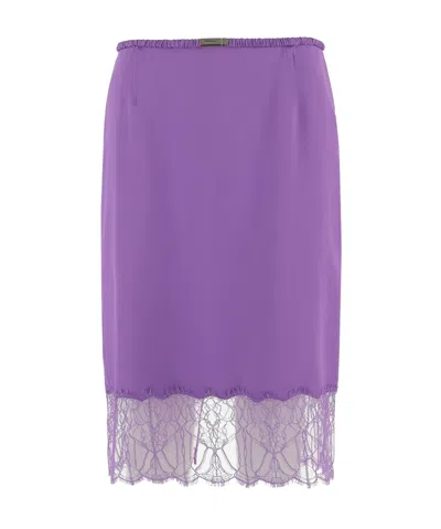 Gucci Lace Insert Skirt In Purple