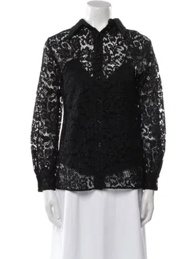 Pre-owned Gucci Lace Lace Pattern Blouse In Black