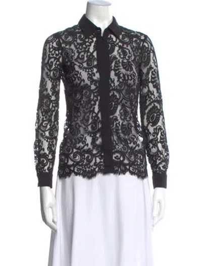 Pre-owned Gucci Lace Lace Pattern Blouse In Black