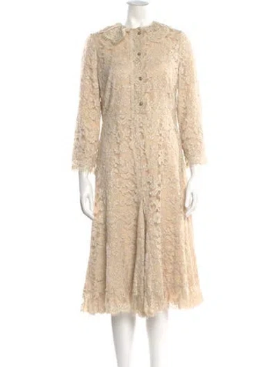 Pre-owned Gucci Lace Midi Length Dress In Neutral