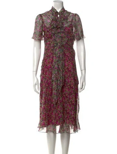 Pre-owned Gucci Lace Midi Length Dress In Purple