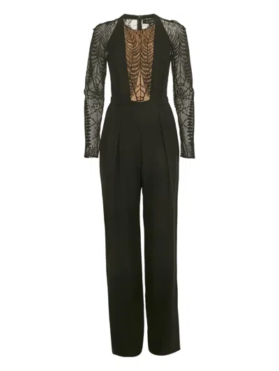 Pre-owned Gucci Lace Panel Jumpsuit In Black