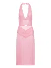 Gucci Halter Neck Midi Dress With Belt Detail In Pink