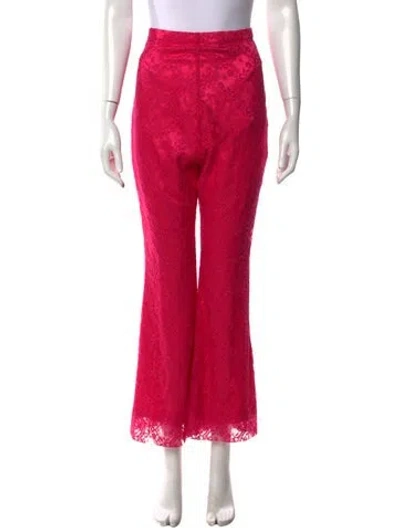 Pre-owned Gucci Lace Pattern Flared Pants W/ Tags In Red/white