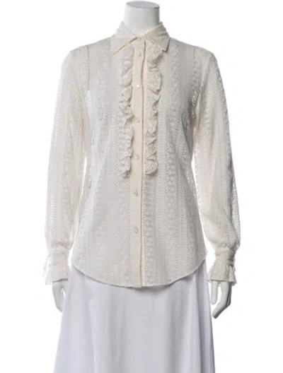 Pre-owned Gucci Lace Pattern Long Sleeve Blouse In Neutrals