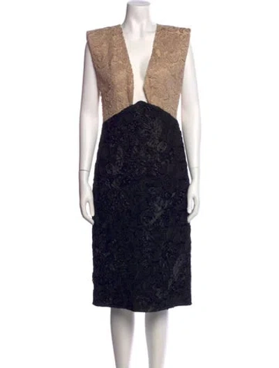 Pre-owned Gucci Lace Pattern Midi Length Dress In Black