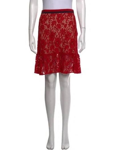 Pre-owned Gucci Lace Pattern Mini Skirt In Red