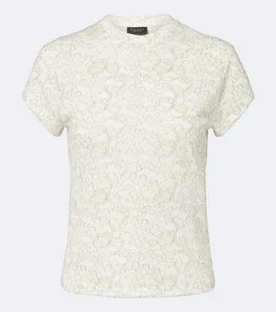 Gucci Lace Printed Cotton T-shirt In Multi