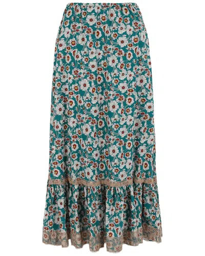 Gucci Lace-trimmed Floral Maxi Skirt In Green