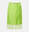 Gucci Viscose Twill Skirt With Floral Lace In Green
