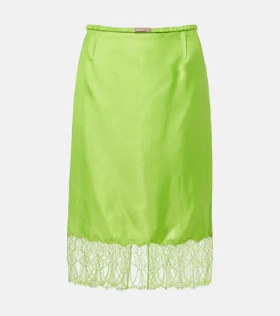 GUCCI LACE-TRIMMED TWILL MIDI SKIRT