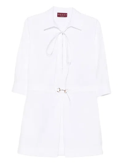Gucci Cotton Poplin Shirt Dress With Embroidery In White