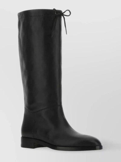 Gucci Lace-up Leather Knee Boots In Black