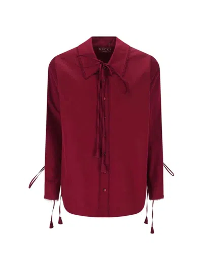 GUCCI GUCCI LACE-UP SHIRT – RED