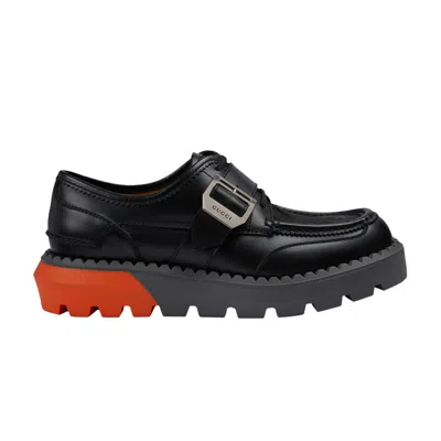 Pre-owned Gucci Lace Up Shoe 'buckle - Black Orange'