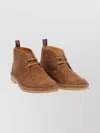 Gucci Lace-up Suede Ankle Boots With Pull Tab In Brown