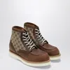 Gucci Laced Ankle Boot With Gg Insert Men In Brown
