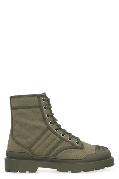 Gucci Gg Fabric Laced Ankle Boots In Multi