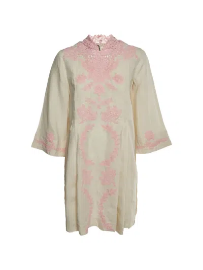 Pre-owned Gucci Lace-detail Mini Dress In Neutral