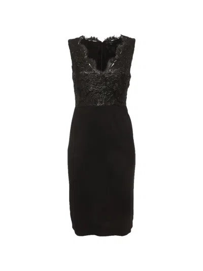 Pre-owned Gucci Lace-panel Jersey Mini Dress In Black