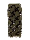 Gucci Womens Sequin-embellished Mid-waist Woven Midi Skirt Deep Oil Mix In Green