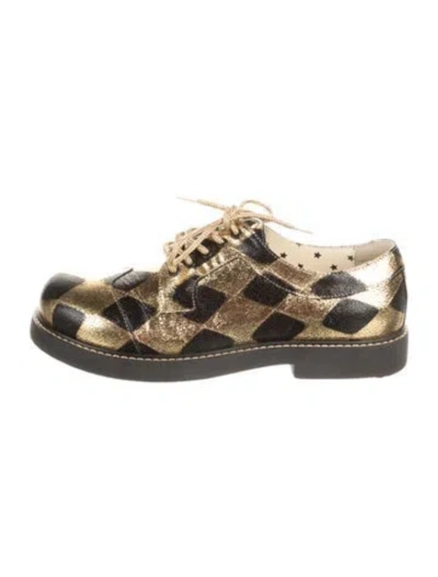 Pre-owned Gucci Babies' Lace-up Derby In Gold