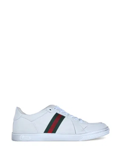 Gucci Leather Stretch Lace Up Sneakers Signature Stripe In Multi