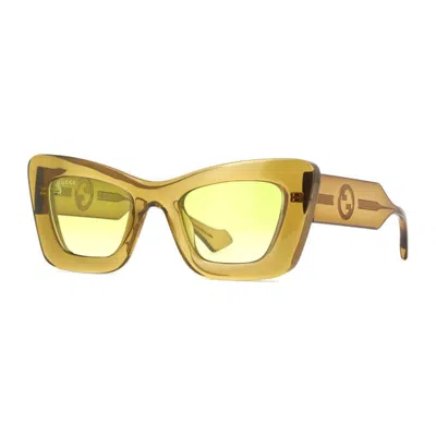 Gucci Ladies Black Cat Eye Sunglasses Gg1552s 004 In Neutral