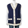 Gucci Ladies Blue Viscose Cady Vest In Blue